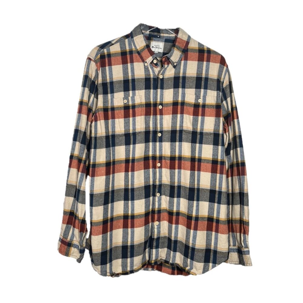 Ben Sherman Flannel Button Up Plaid Shirt Size XL